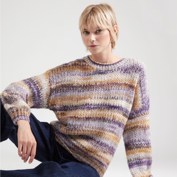 Molly Bracken Sweaters - Molly Bracken Carol Knitted Crewneck Striped Sweater Size: L